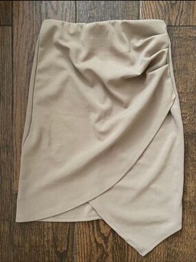 Blue Blush Taupe Asymmetrical Wrap Skirt